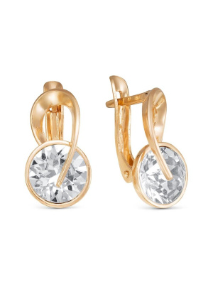 Серьги бижутерия, покрытие - золочение, вставка - стекло ювелирное preciosa