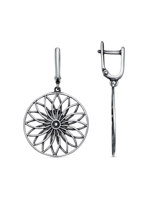 Серьги серебро 925 пробы, покрытие - оксидирование, без вставок