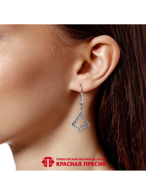Серьги серебро 925 пробы, покрытие - оксидирование, без вставок
