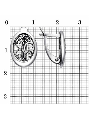 Серьги серебро 925 пробы, покрытие - оксидирование, без вставок