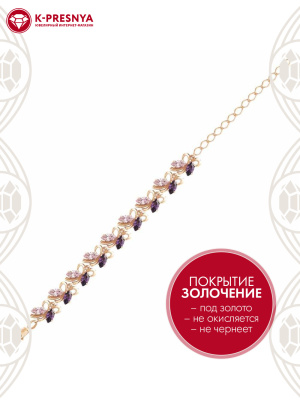 Браслет бижутерия, покрытие - золочение, вставка - фианит (недрагоценный камень)