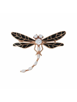 Брошь серебро 925 пробы, покрытие - золочение, отделка - эмаль, вставка - фианит (недрагоценный камень)