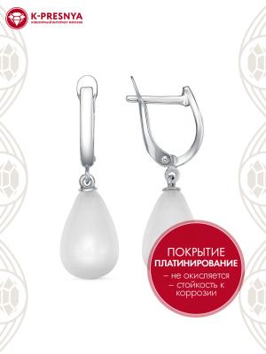 Серьги бижутерия, покрытие - платинирование, вставка - искуственный оникс