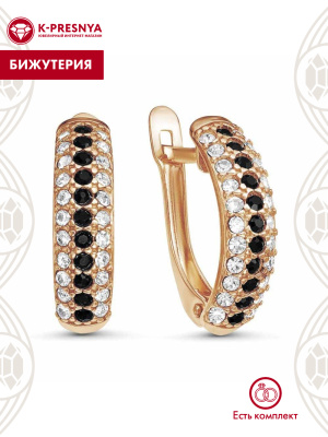 Серьги бижутерия, покрытие - золочение, вставка - стекло ювелирное preciosa