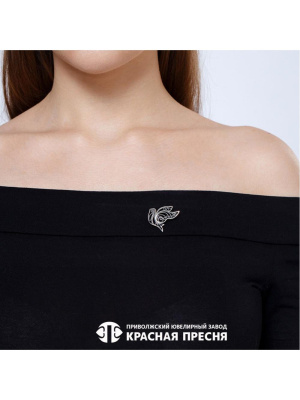 Брошь серебро 925 пробы, покрытие - оксидирование, без вставок
