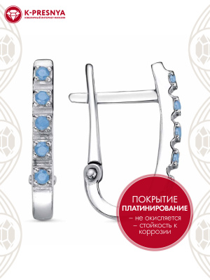 Серьги бижутерия, покрытие - платинирование, вставка - ситалл