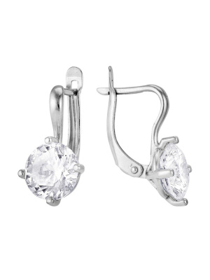 Серьги серебро 925 пробы, покрытие - родирование, вставка - фианит (недрагоценный камень)