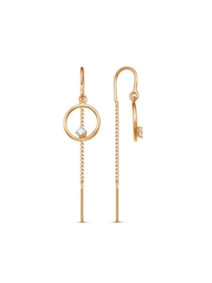 Серьги бижутерия, покрытие - золочение, вставка - фианит (недрагоценный камень)