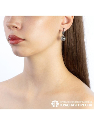 Серьги серебро 925 пробы, покрытие - платинирование, без вставок