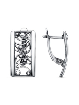 Серьги серебро 925 пробы, покрытие - оксидирование, без вставок