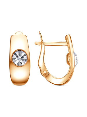 Серьги бижутерия, покрытие - золочение, вставка - стекло ювелирное preciosa