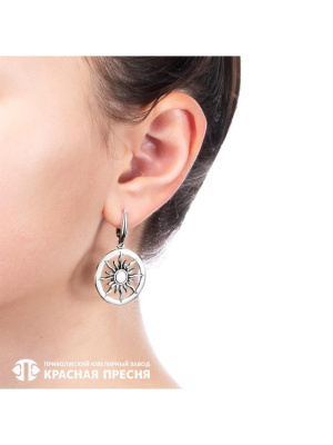 Серьги серебро 925 пробы, покрытие - оксидирование, без вставок