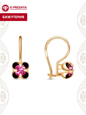 Серьги бижутерия, покрытие - золочение, вставка - стекло ювелирное preciosa