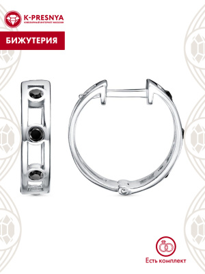 Серьги бижутерия, покрытие - платинирование, вставка - стекло ювелирное preciosa