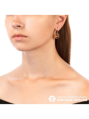 Серьги серебро 925 пробы, покрытие - золочение, вставка - искусственный султанит