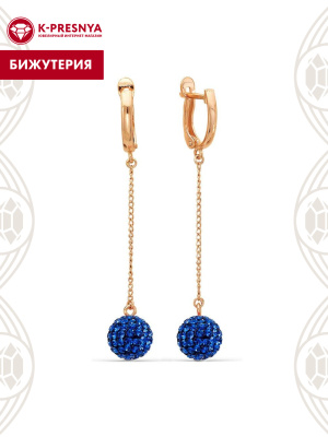 Серьги бижутерия, покрытие - золочение, вставка - стекло ювелирное