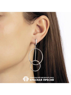 Серьги серебро 925 пробы, покрытие - родирование, без вставок