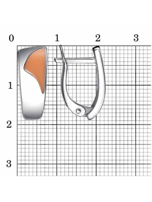 Серьги серебро 925 пробы, покрытие - платинирование, отделка - эмаль, без вставок