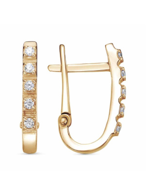 Серьги серебро 925 пробы, покрытие - золочение, вставка - фианит (недрагоценный камень)