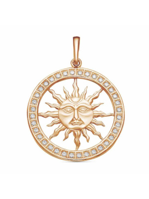 Подвеска бижутерия, покрытие - золочение, вставка - стекло ювелирное preciosa