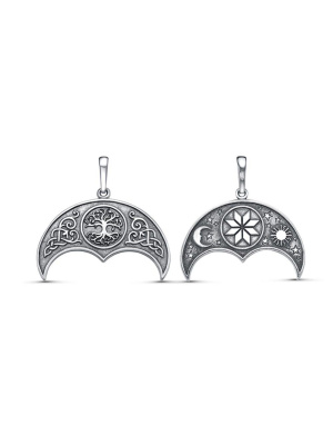 Подвеска бижутерия, покрытие - серебрение с оксидированием, без вставок