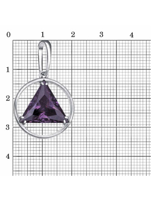 Подвеска серебро 925 пробы, покрытие - платинирование, вставка - фианит (недрагоценный камень)