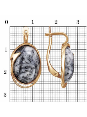 Серьги бижутерия, покрытие - золочение, вставка - пинолит