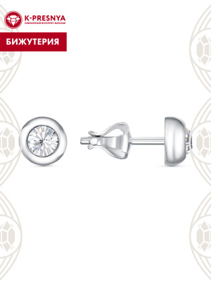 Серьги бижутерия, покрытие - серебрение, вставка - стекло ювелирное preciosa