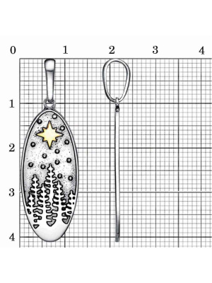 Подвеска серебро 925 пробы, покрытие - оксидирование, выборочное золочение, без вставок