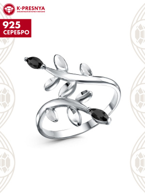 Кольцо серебро 925 пробы, покрытие - родирование, отделка - алмазная грань, вставка - фианит (недрагоценный камень)