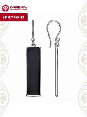 Серьги бижутерия, покрытие - платинирование, отделка - эмаль, без вставок