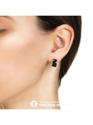 Серьги серебро 925 пробы, покрытие - родирование, отделка - эмаль, без вставок