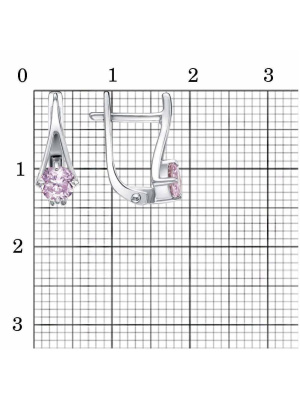 Серьги бижутерия, покрытие - платинирование, вставка - фианит (недрагоценный камень)