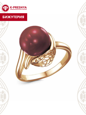 Кольцо бижутерия, покрытие - золочение, вставка - имитация жемчуга
