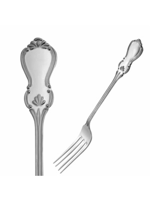 Вилка десертная "вензель" серебро 925 пробы, без покрытия, без вставок
