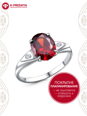 Кольцо серебро 925 пробы, покрытие - платинирование, вставка - фианит (недрагоценный камень)