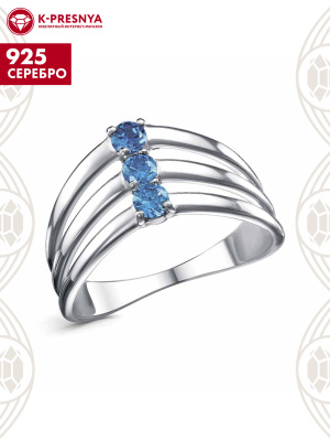 Кольцо серебро 925 пробы, покрытие - платинирование, вставка - фианит (недрагоценный камень)