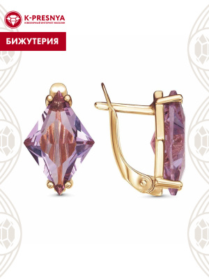 Серьги бижутерия, покрытие - золочение, вставка - стекло ювелирное собственной огранки
