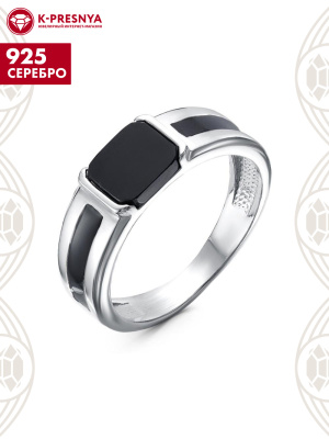 Кольцо серебро 925 пробы, покрытие - родирование, отделка - эмаль, вставка - стекло ювелирное собственной огранки