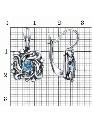 Серьги бижутерия, покрытие - серебрение с оксидированием, вставка - фианит (недрагоценный камень)
