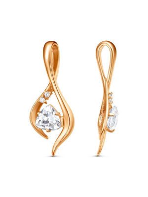 Подвеска серебро 925 пробы, покрытие - золочение, вставка - фианит (недрагоценный камень)