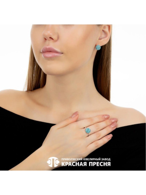 Серьги серебро 925 пробы, без покрытия, вставка - стекло ювелирное preciosa