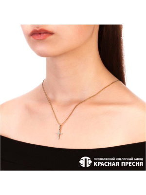 Подвеска серебро 925 пробы, покрытие - золочение, вставка - фианит (недрагоценный камень)