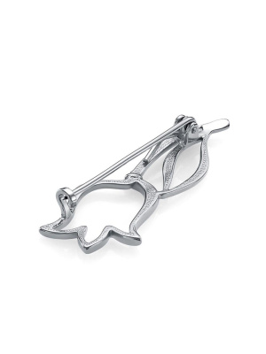 Брошь бижутерия, покрытие - платинирование, без вставок