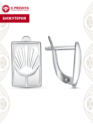 Серьги бижутерия, покрытие - платинирование, отделка - эмаль, без вставок