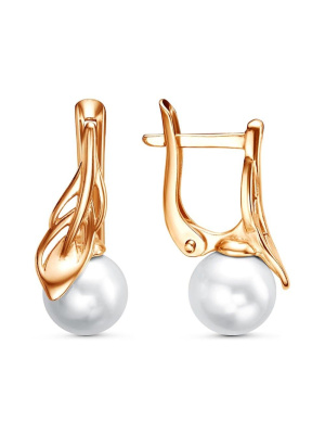 Серьги бижутерия, покрытие - золочение, вставка - имитация жемчуга