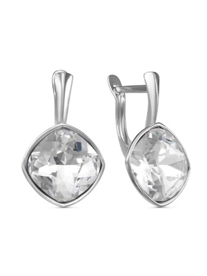 Серьги бижутерия, покрытие - серебрение с оксидированием, вставка - стекло ювелирное preciosa