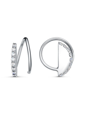 Серьга серебро 925 пробы, покрытие - родирование, вставка - фианит (недрагоценный камень)