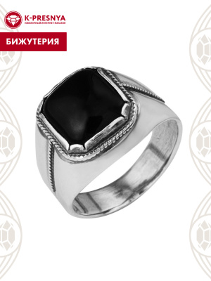 Кольцо бижутерия, покрытие - серебрение с оксидированием, вставка - стекло ювелирное собственной огранки