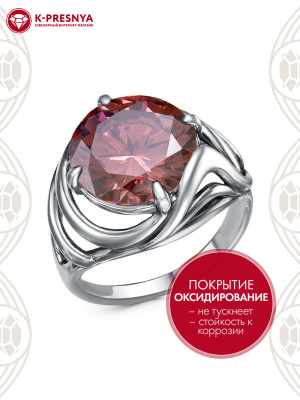 Кольцо серебро 925 пробы, покрытие - оксидирование, вставка - фианит (недрагоценный камень)